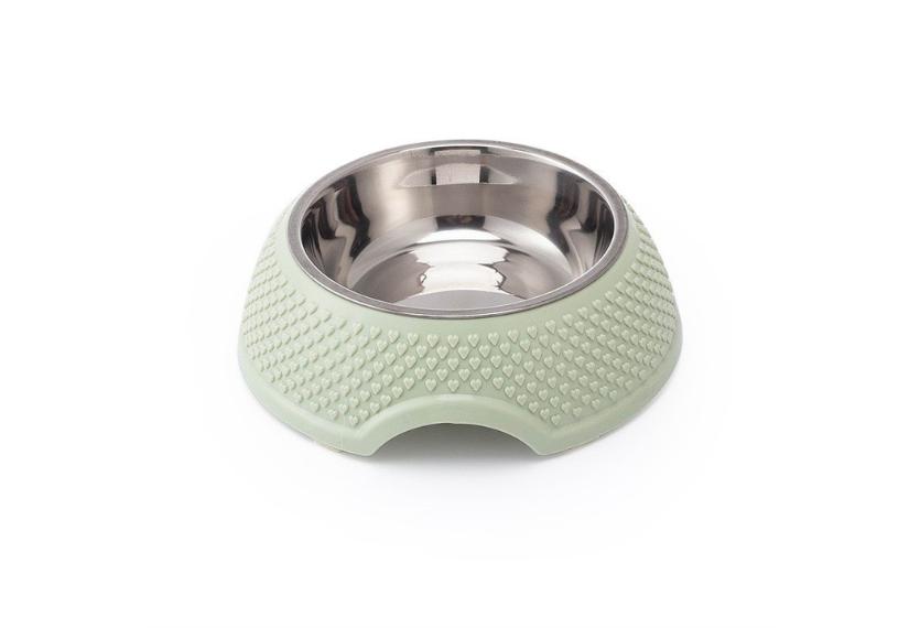 Letrungpet - Bát Ăn Đơn Lõi Inox Chó Mèo (Đính Vân Trái Tim)