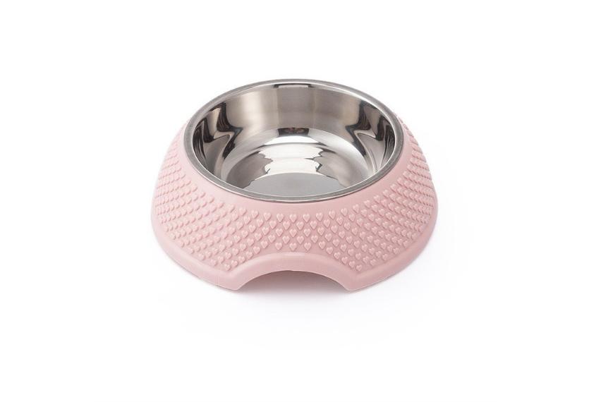Letrungpet - Bát Ăn Đơn Lõi Inox Chó Mèo (Đính Vân Trái Tim)